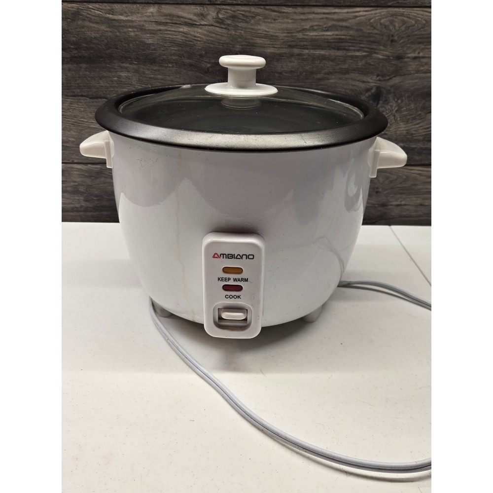 Ambiano Rice Cooker RC15-G‎ White 500W One Touch Electric Cooker with Glass Lid